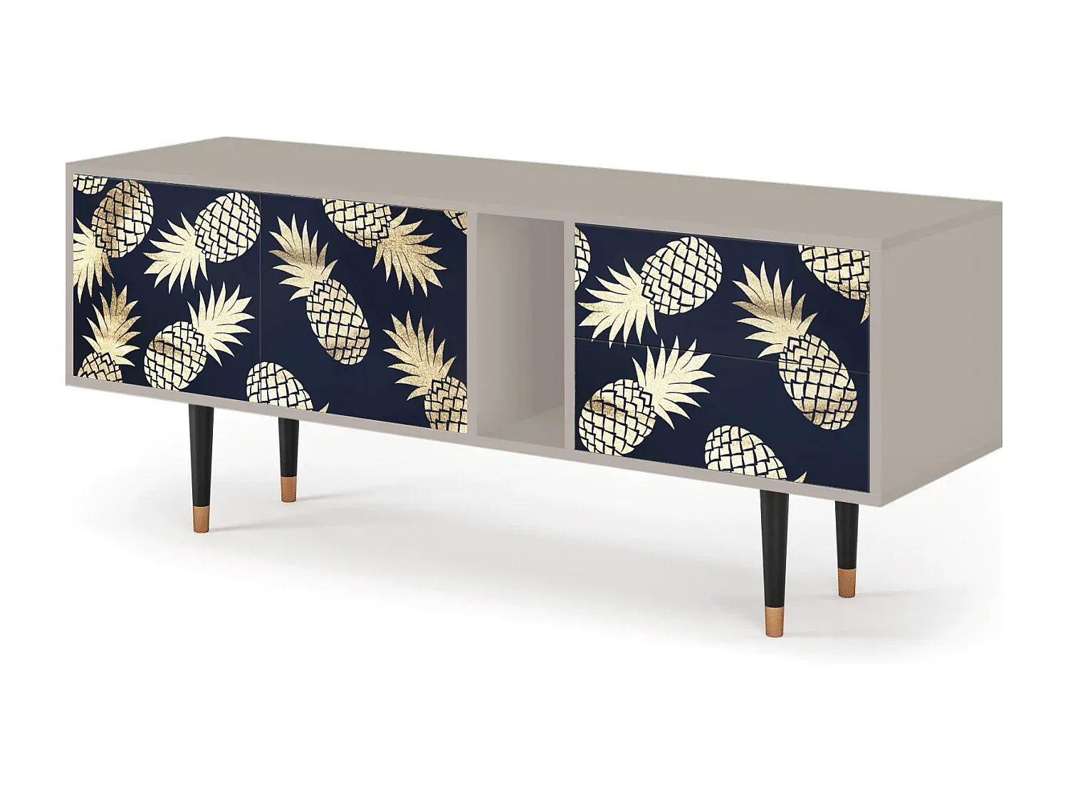 Modernes TV-Möbel mit Stauraum, Blau-Anthrazit