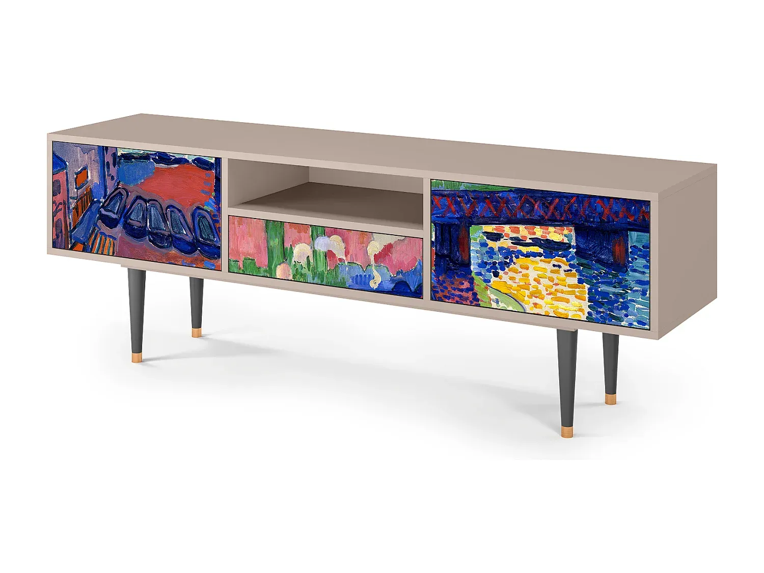 Moderner Fernsehschrank mit Stauraum, Grau