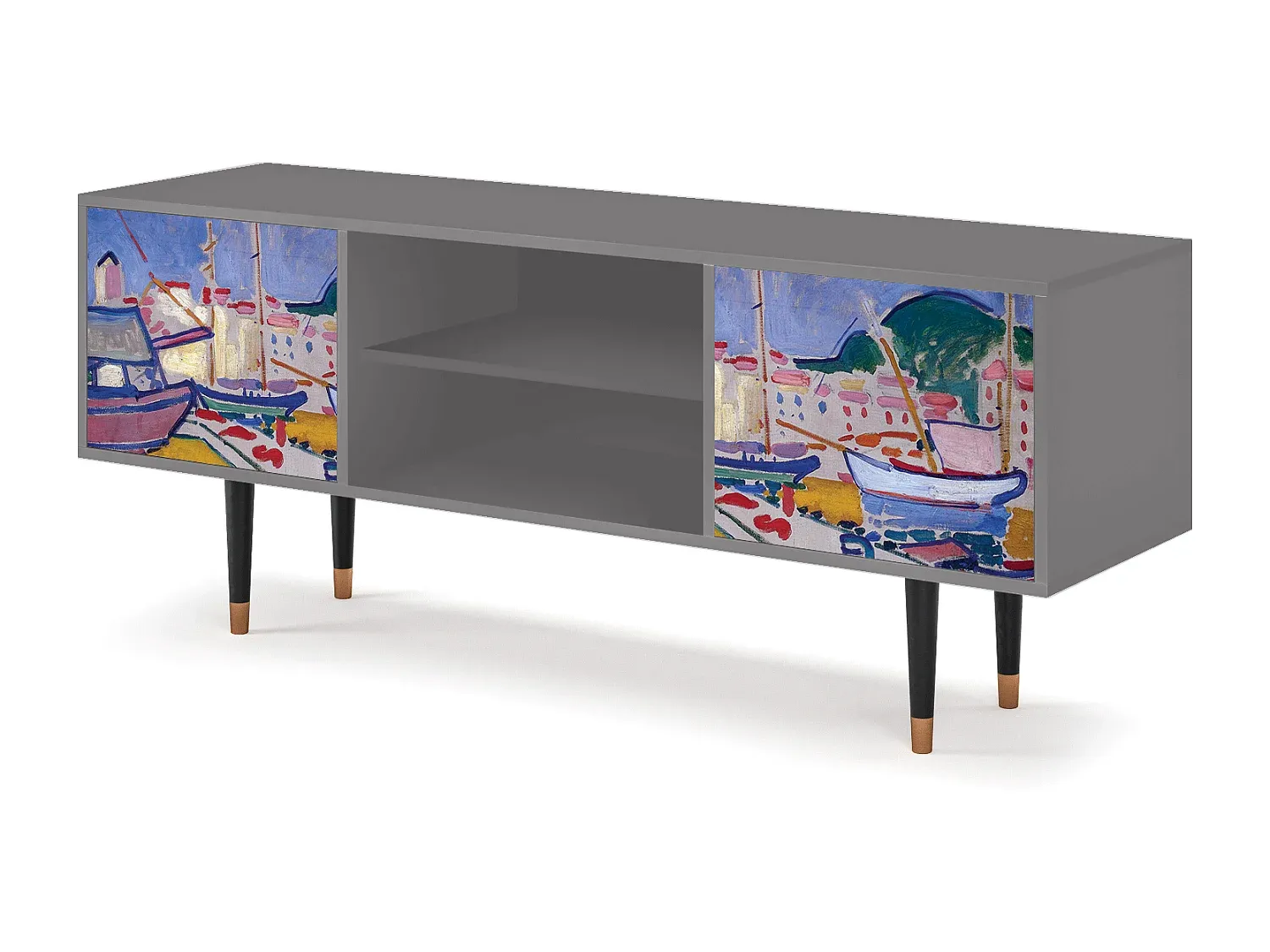 Moderner Fernsehtisch mit Stauraum, 170x69x48 cm, Sandfarbe
