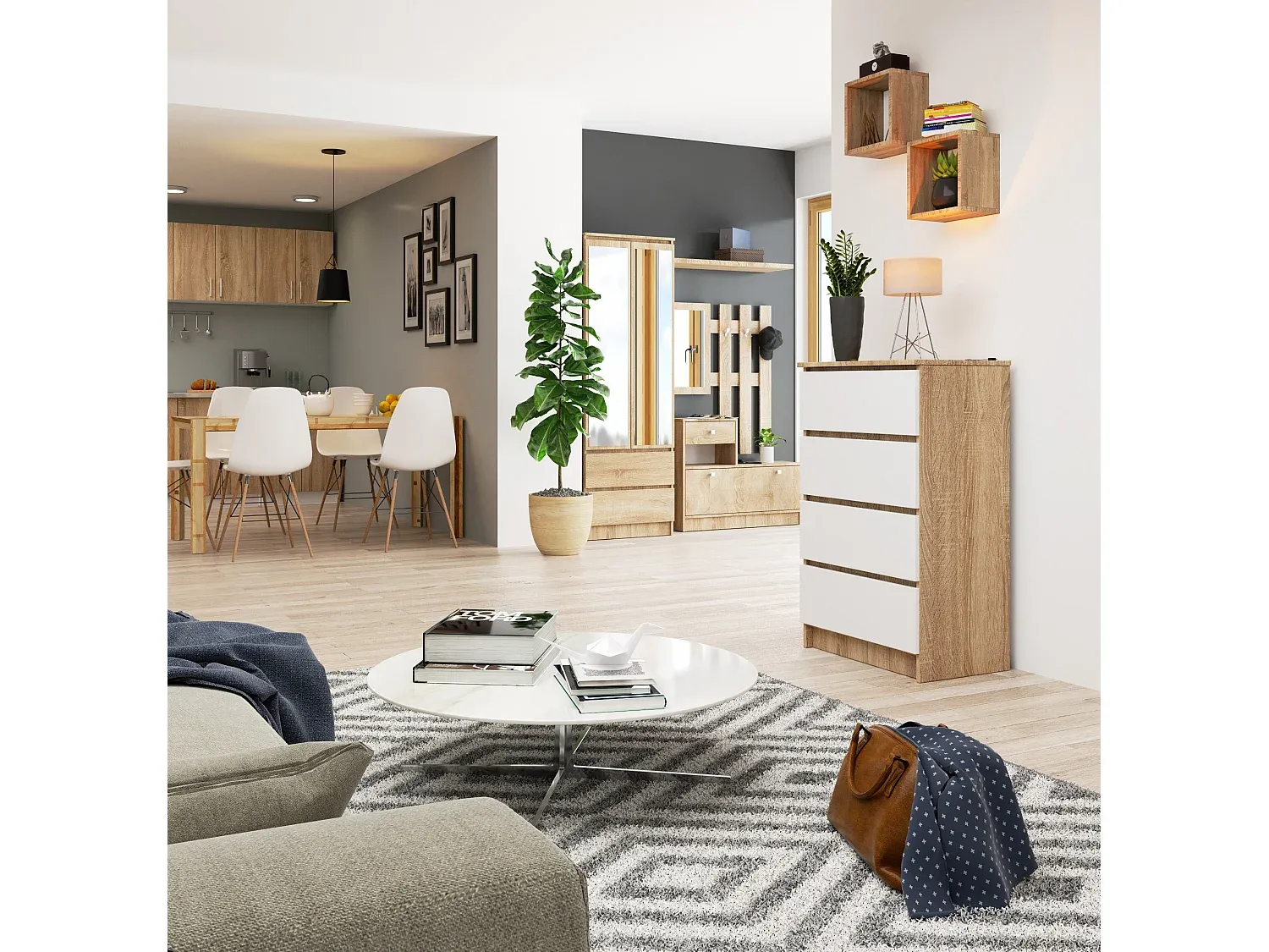 Kommode aus naturgeöltem Wildeichenholz