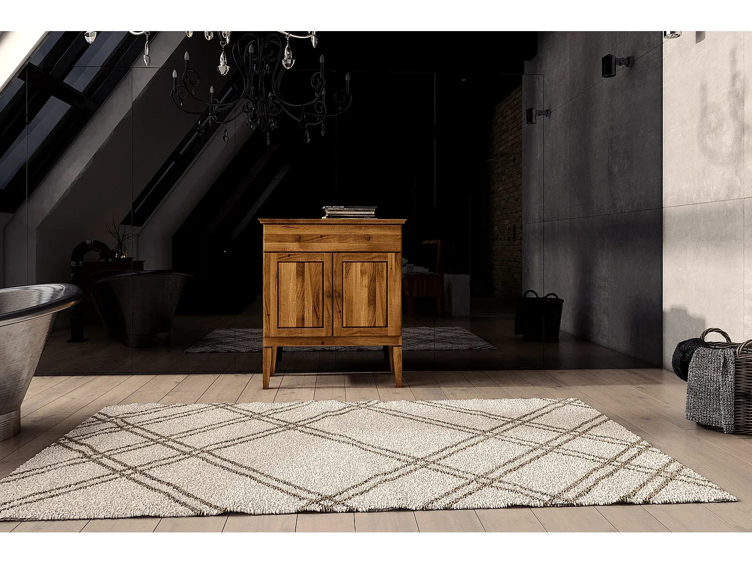 Klassische Kommode mit 6 Schubladen in Holzoptik und Weiß