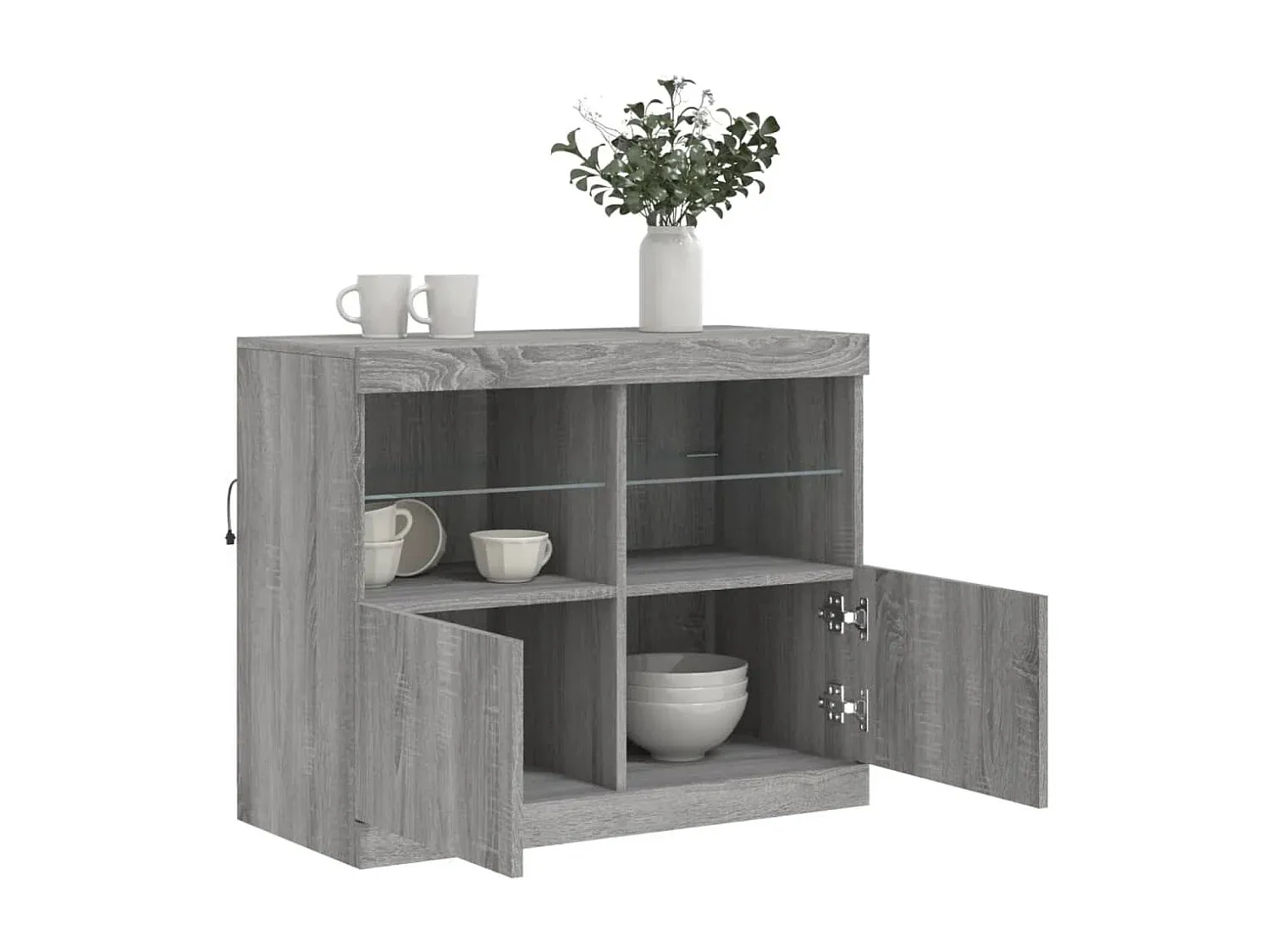 Graues Sideboard mit LED-Leuchten, Sonoma 41x37x100 cm