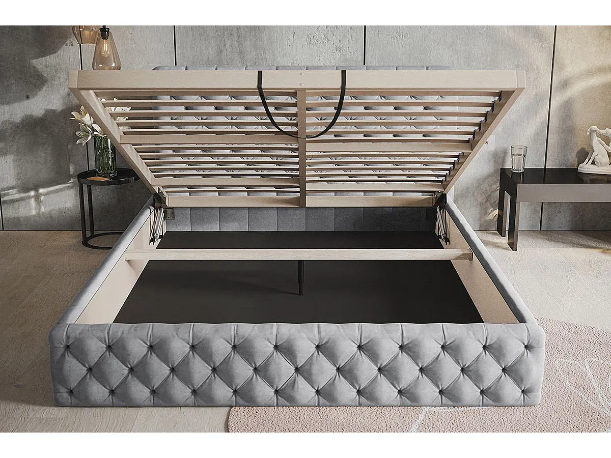 Polsterbett 160x200 mit Bettkasten und gepolstertem Kopfteil