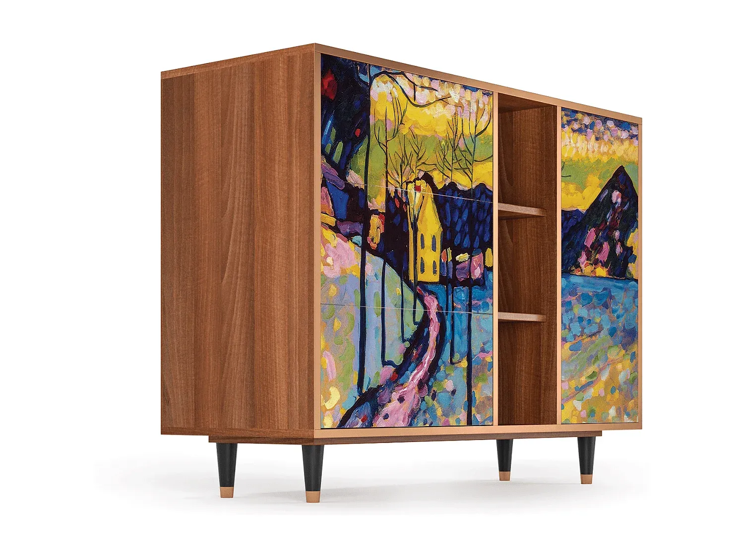 Elegantes Sideboard in Champagner und Anthrazit - 125x98x48 cm