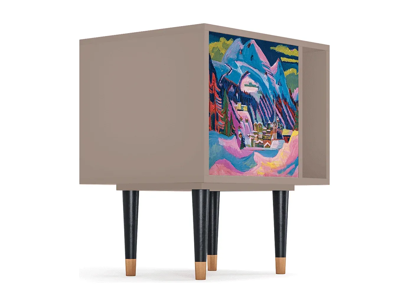 Moderner Nachttisch mit Glowworms Design, Holzfarbe