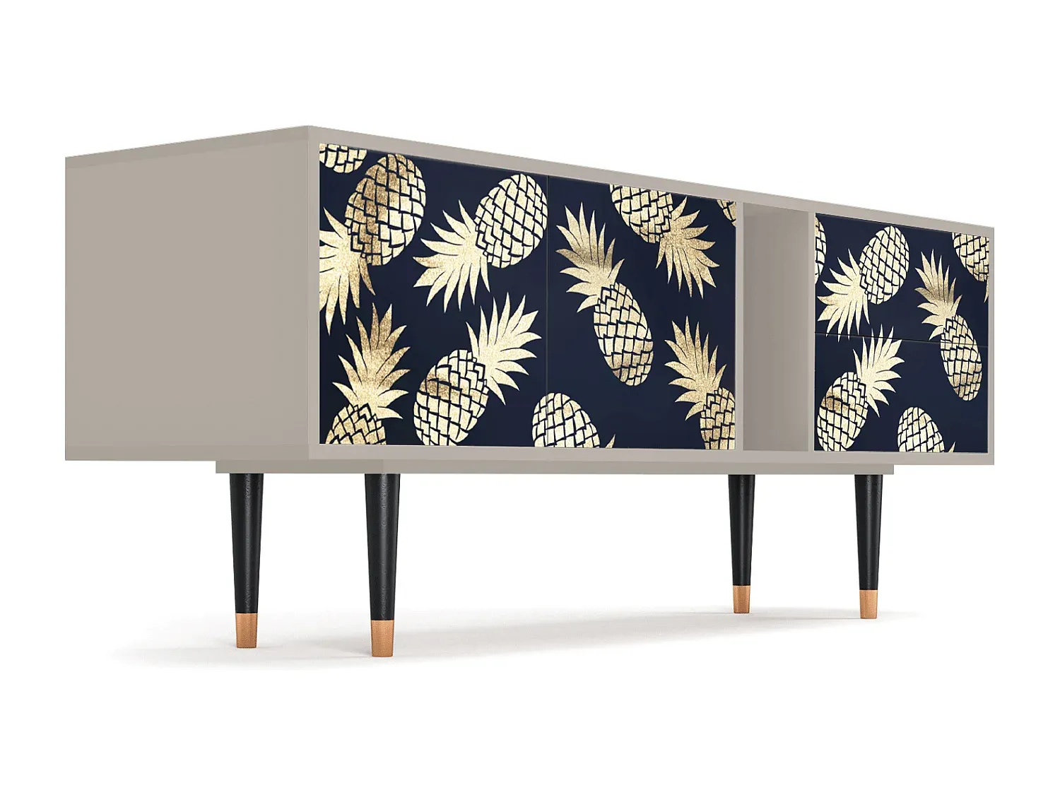 Modernes TV-Möbel mit Stauraum, Blau-Anthrazit