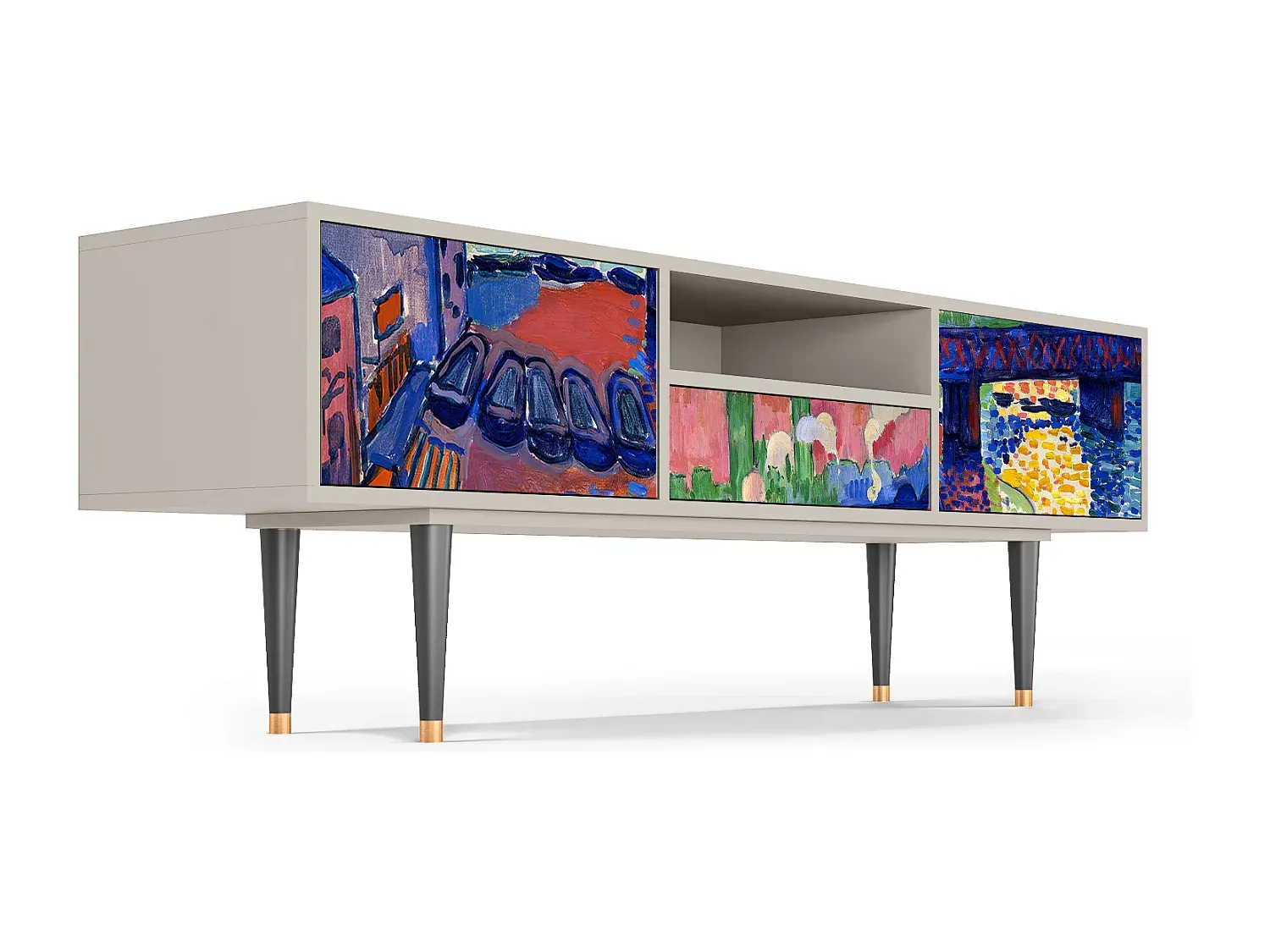 Moderner Fernsehschrank mit Stauraum, Grau