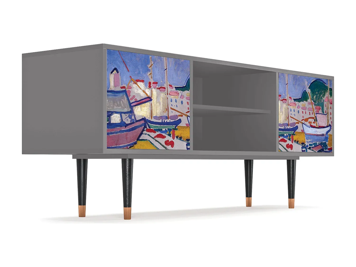 Moderner Fernsehtisch mit Stauraum, 170x69x48 cm, Sandfarbe