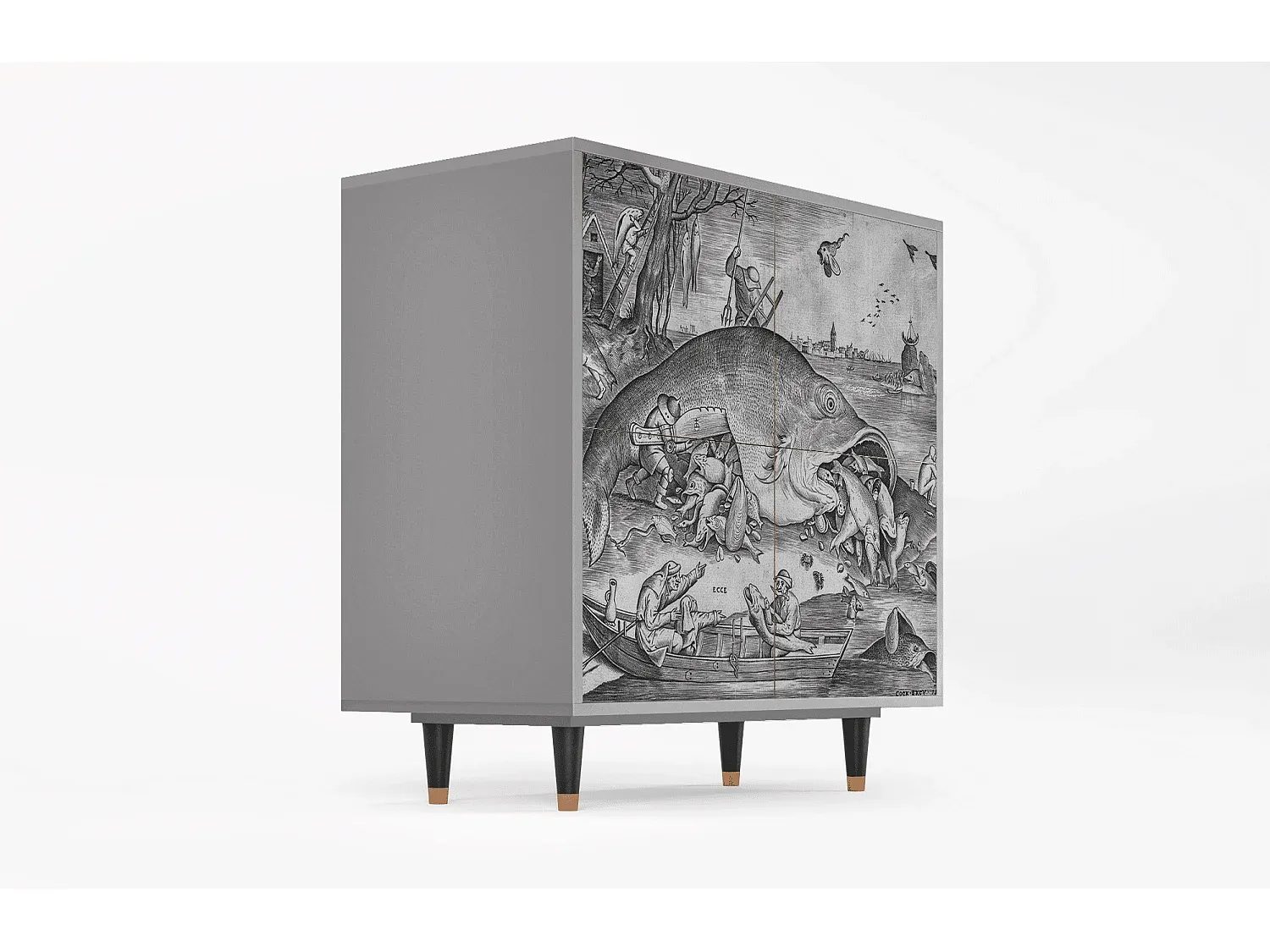 Elegantes Sideboard in Champagner und Latte, 94x96x48 cm