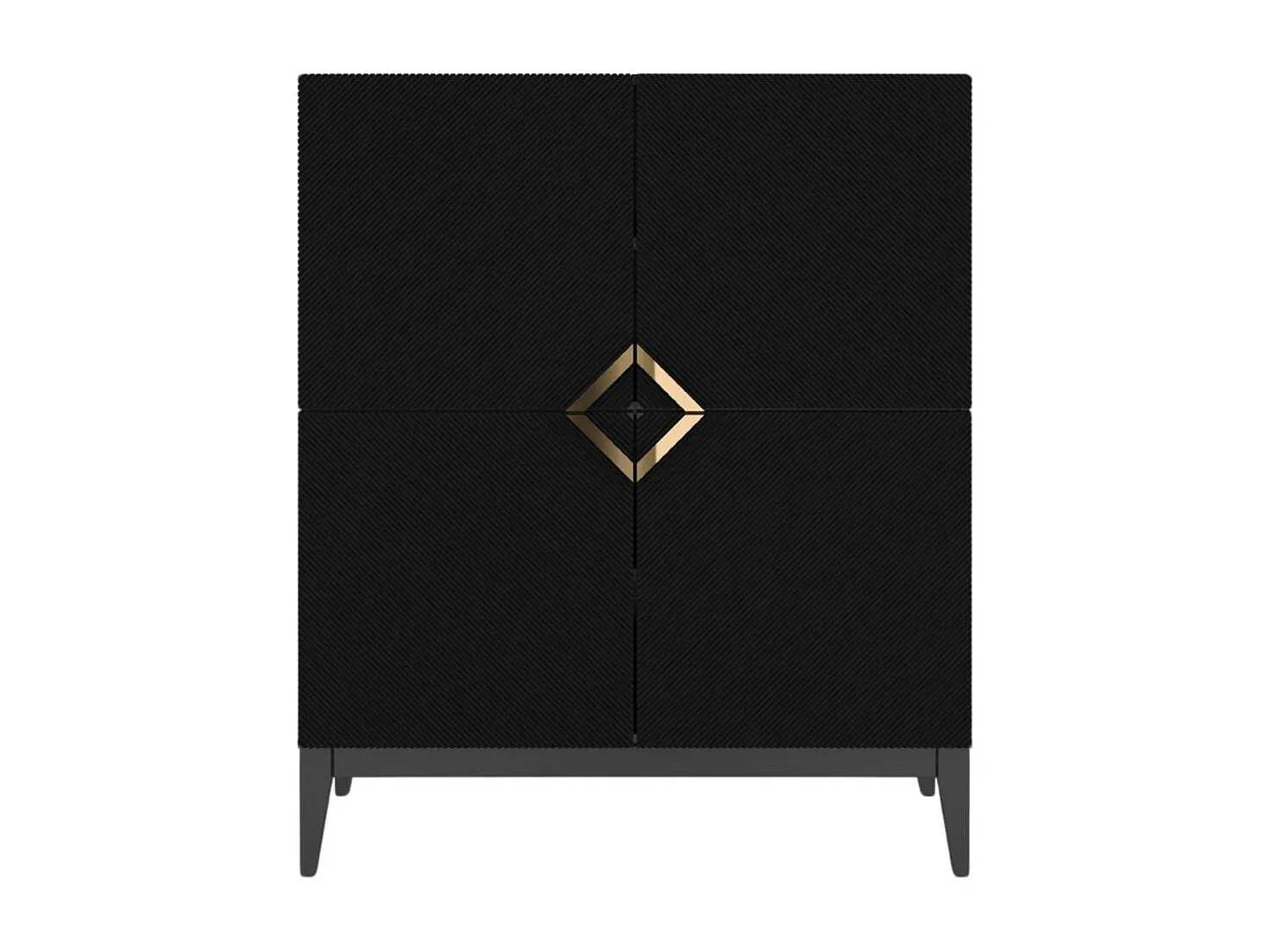 Moderne Kommode mit 3 Türen und Metallrahmen, Blaumatt