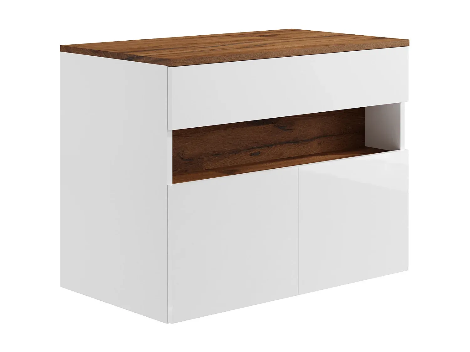 Modernes Badmöbel mit goldfarbenen Griffen