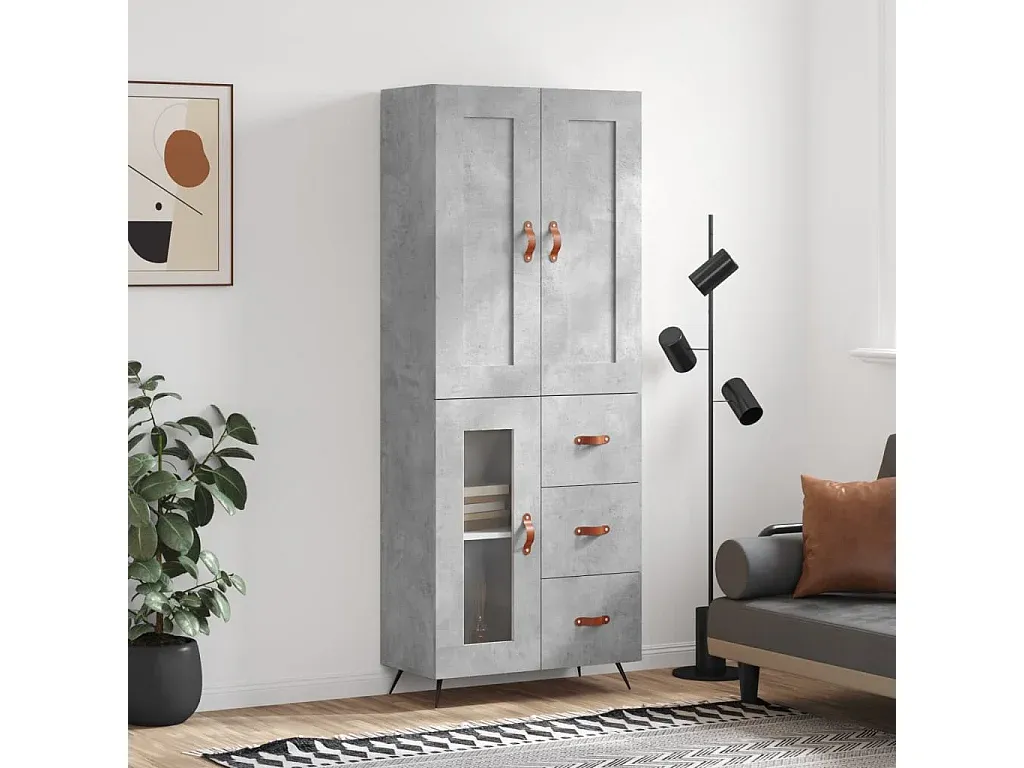 Modernes Weißes Highboard aus Holzwerkstoff 34,5x34x180 cm