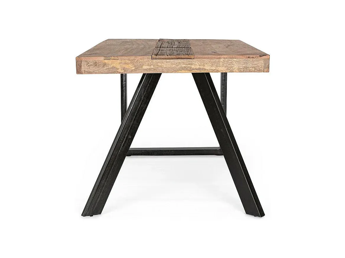 Esstisch Akazie Massivholz mit Messing-Basis