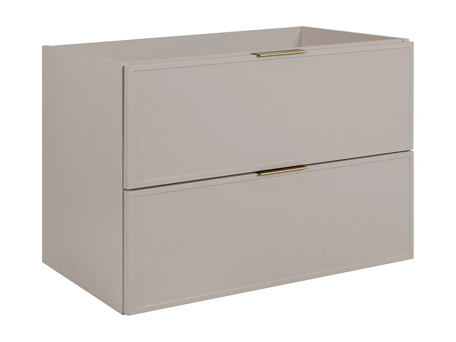 Moderner Waschbeckenschrank mit goldenen Griffen, 60x57x46 cm, weiß