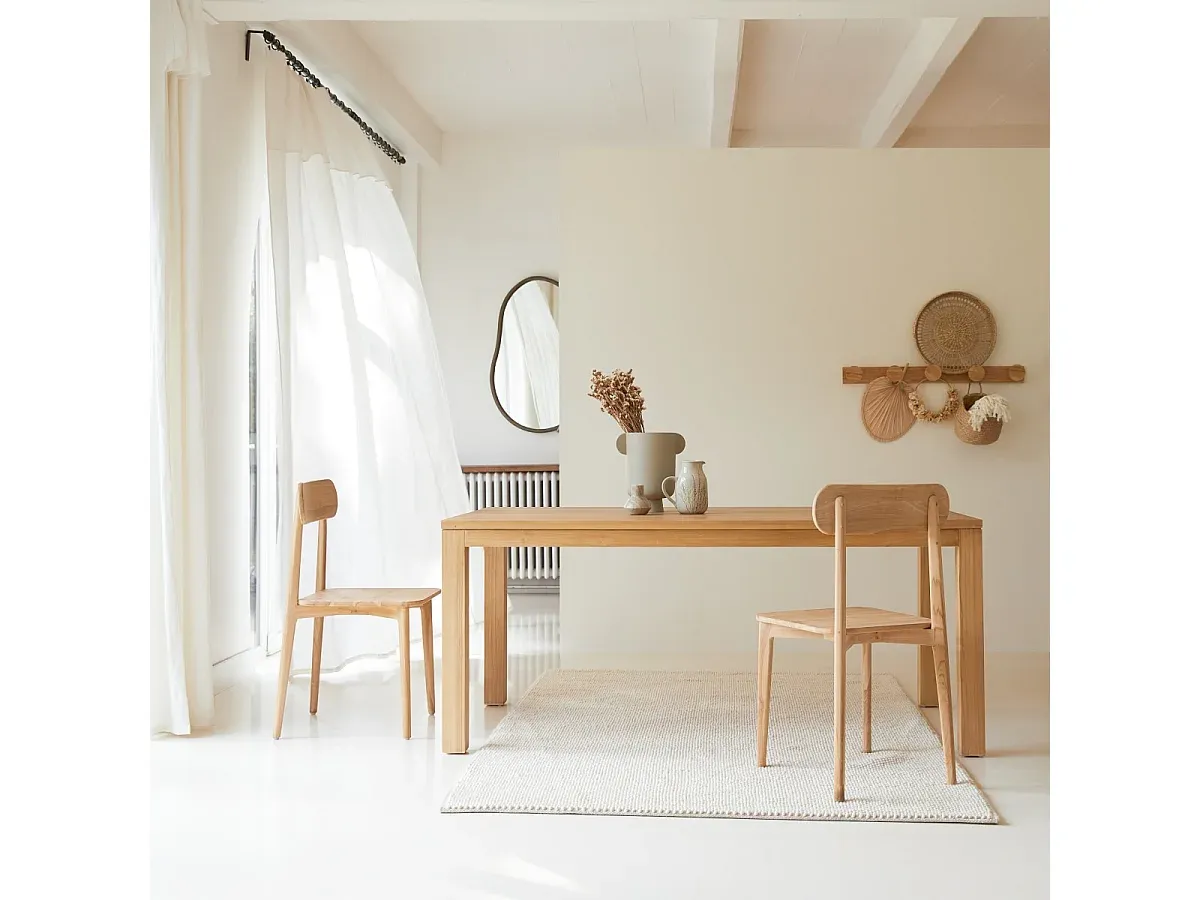 Esstisch aus Mangoholz mit Stahlbeinen, 160x90 cm