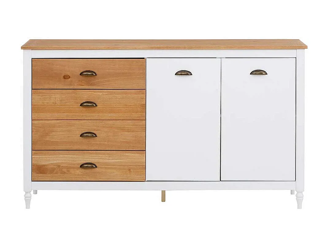 Sideboard mit drei Türen und Rattangeflecht - 120 cm