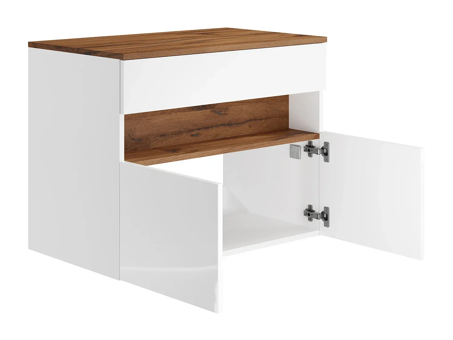 Modernes Badmöbel mit goldfarbenen Griffen