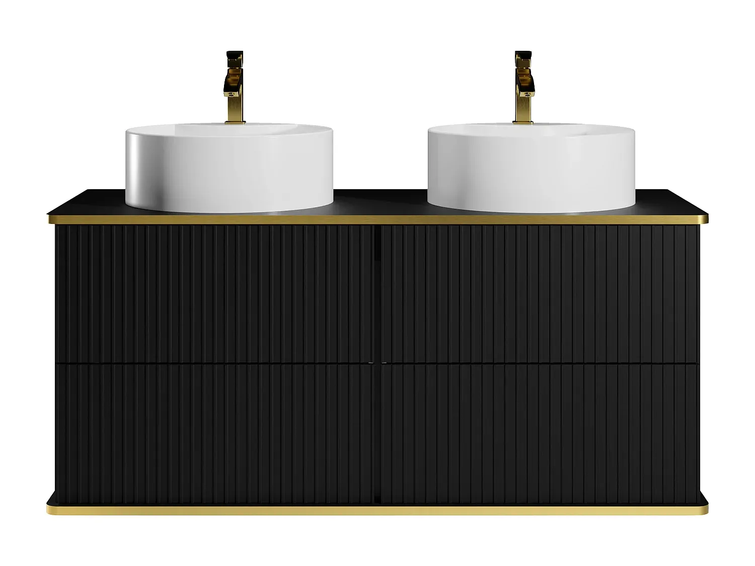 Wandwaschbecken aus Nussbaumholz und Graumarmor