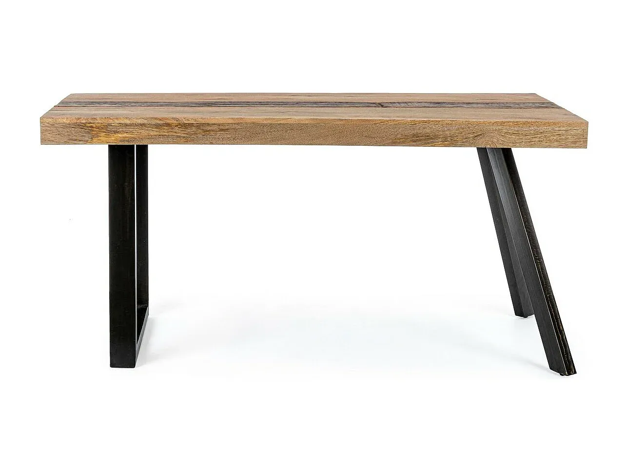 Esstisch Akazie Massivholz mit Messing-Basis