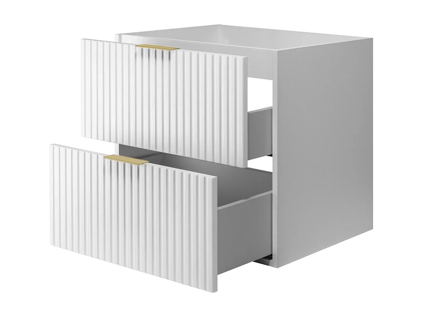 Hängender Unterschrank mit rundem Doppelwaschbecken