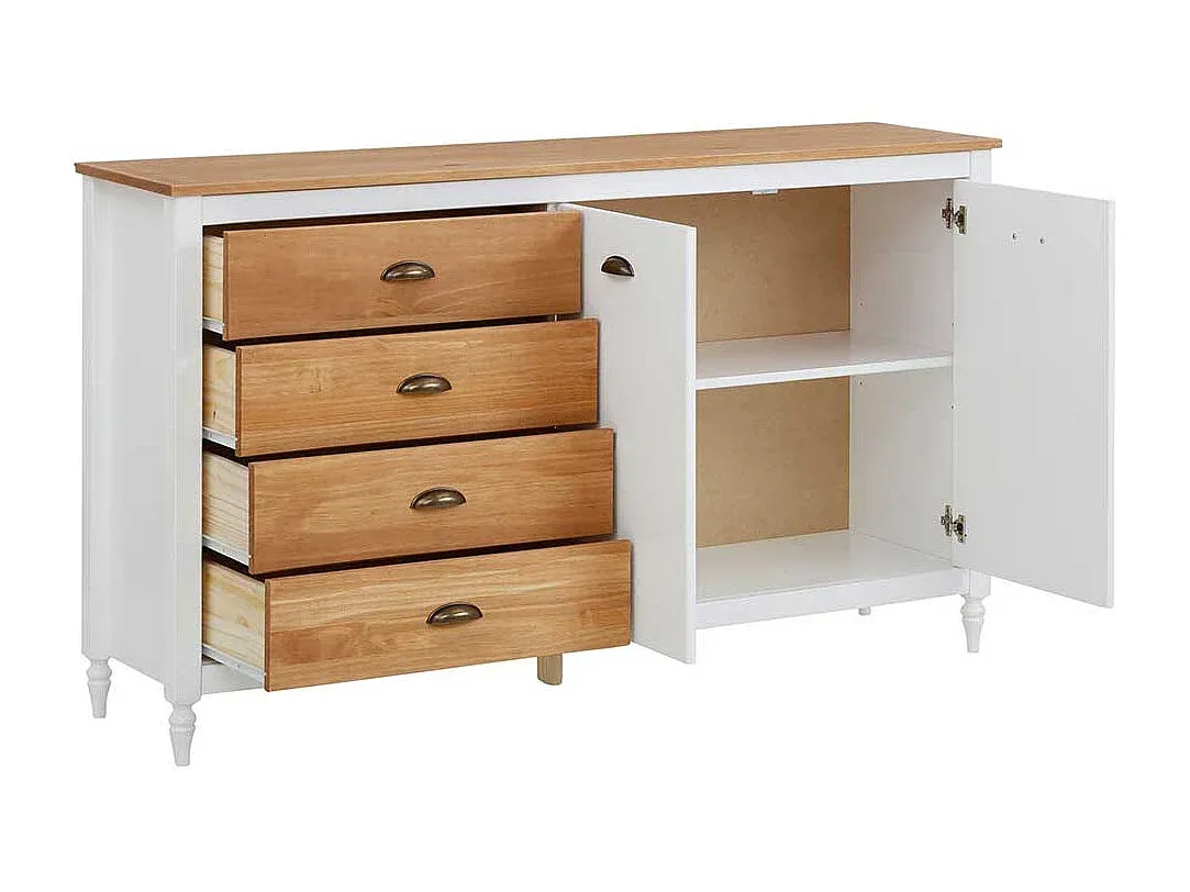 Sideboard mit drei Türen und Rattangeflecht - 120 cm