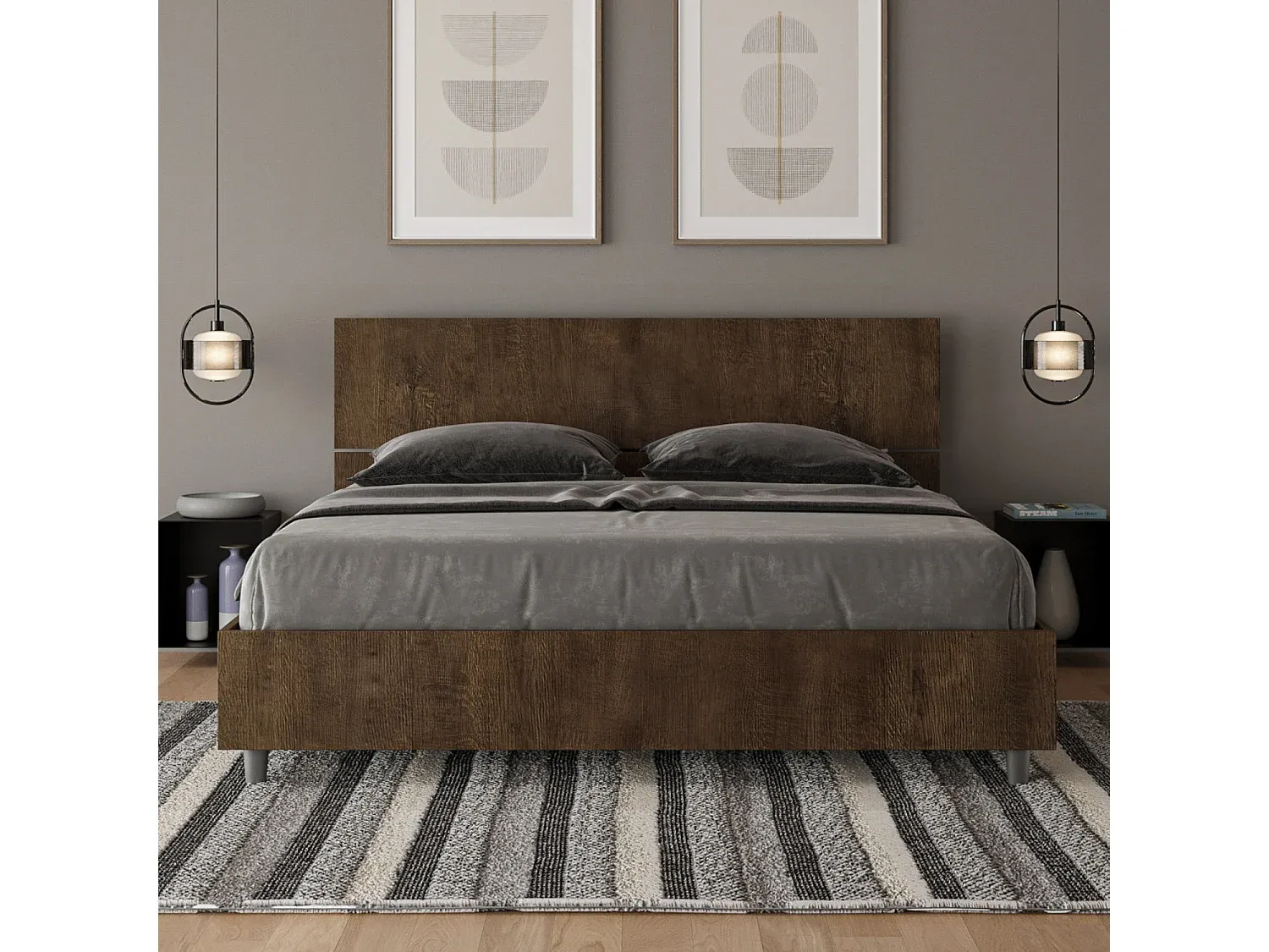 Gepolstertes Bett mit Stauraum und Kunstlederbezug in Weiß, 140x190 cm