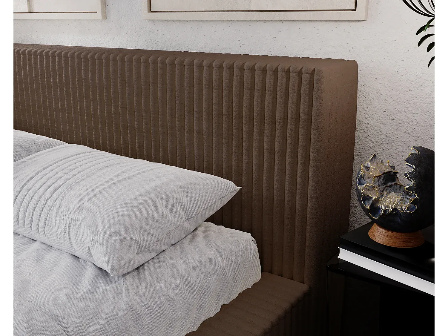 Polsterbett mit Bettkasten 160x200 aus Samtstoff in Blau