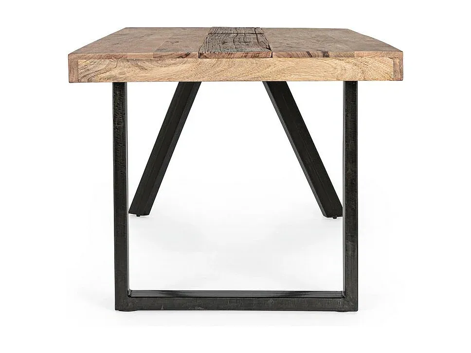 Esstisch Akazie Massivholz mit Messing-Basis