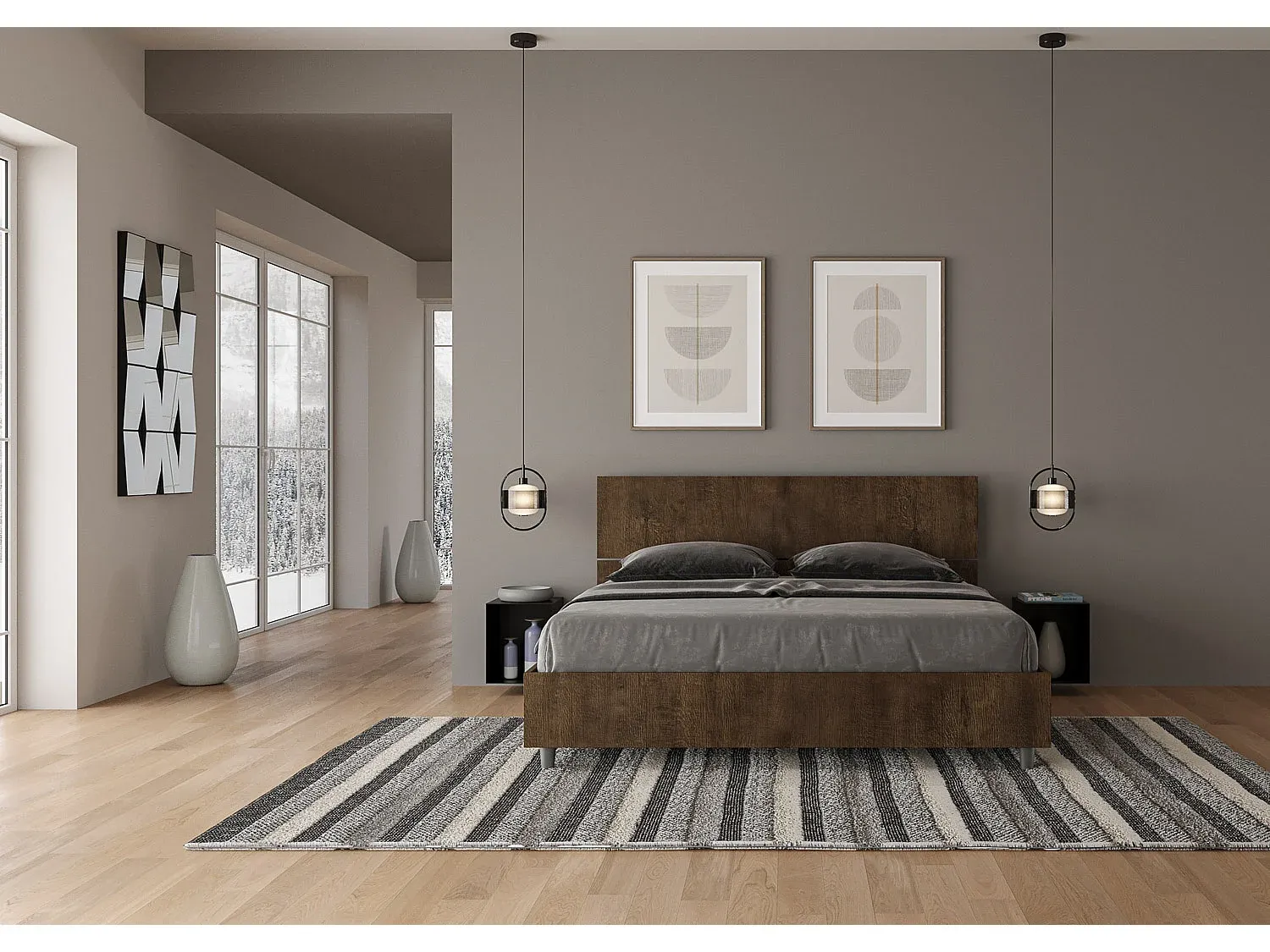 Gepolstertes Bett mit Stauraum und Kunstlederbezug in Weiß, 140x190 cm