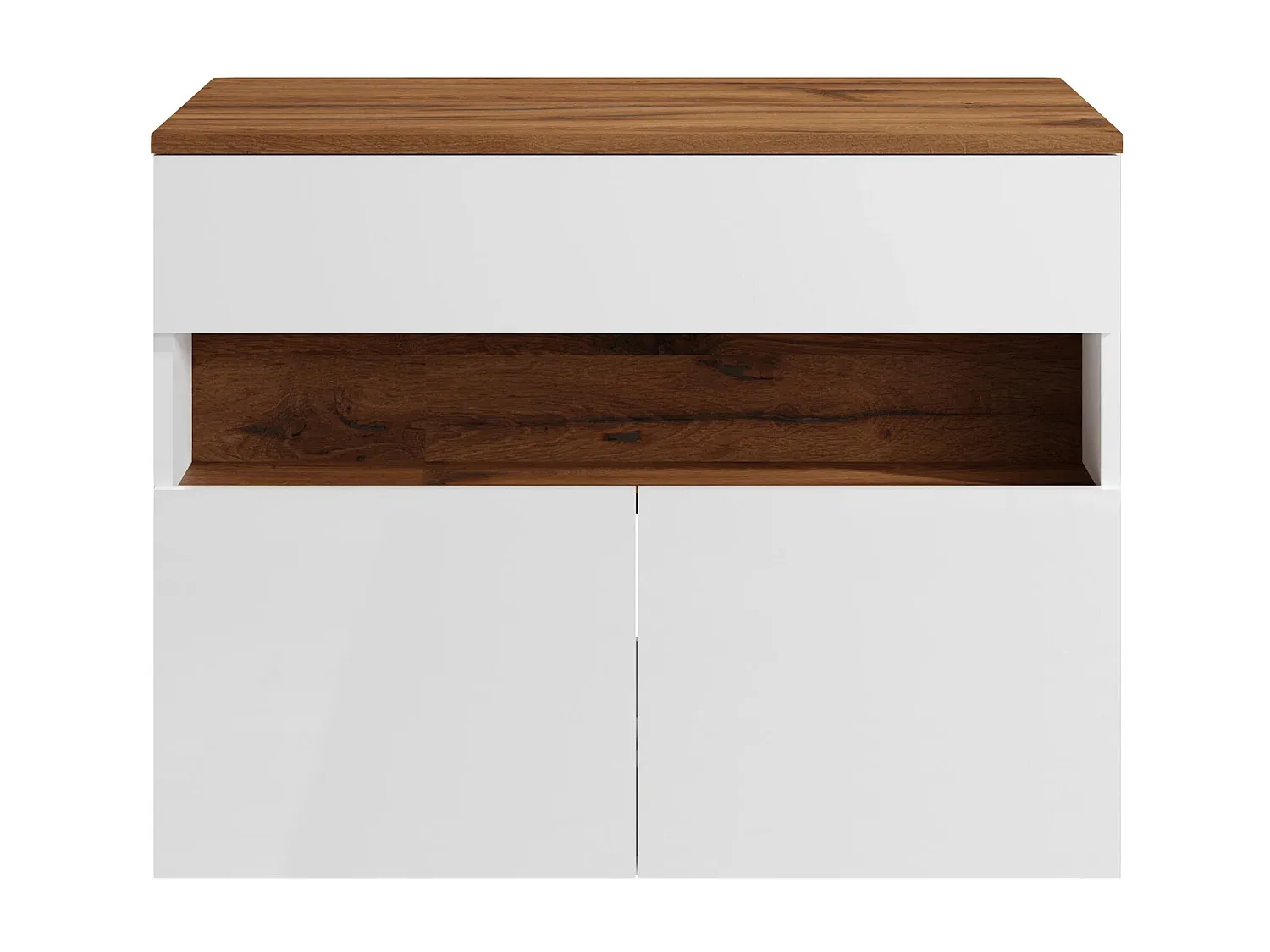 Modernes Badmöbel mit goldfarbenen Griffen