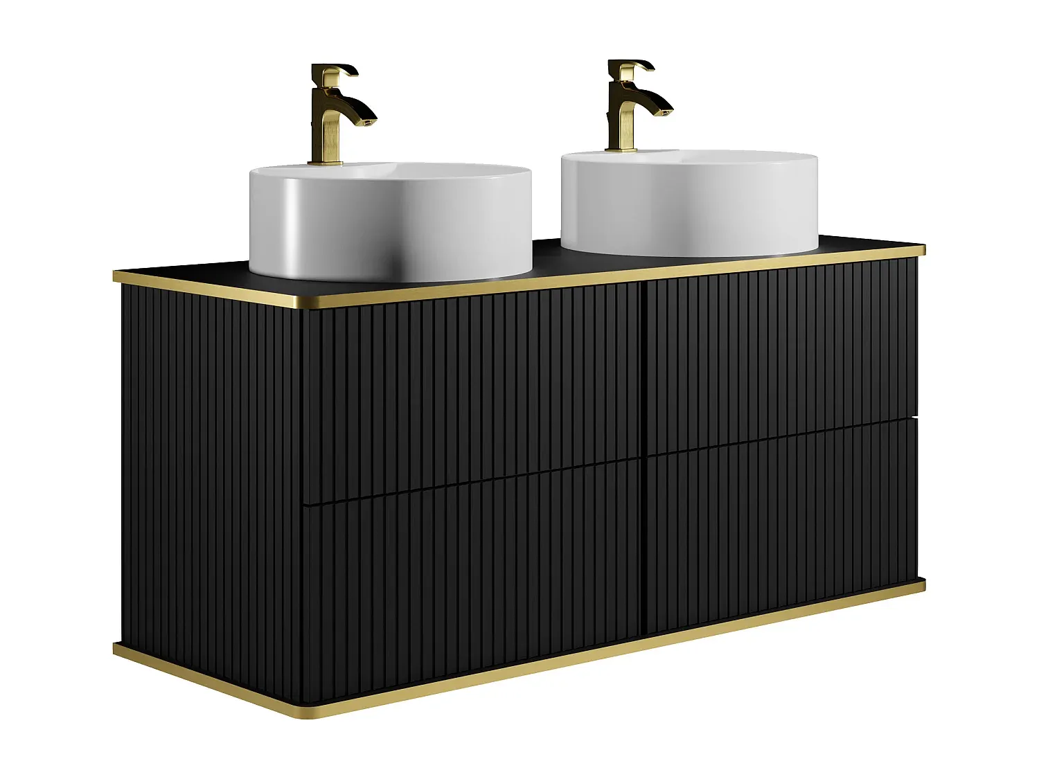 Wandwaschbecken aus Nussbaumholz und Graumarmor