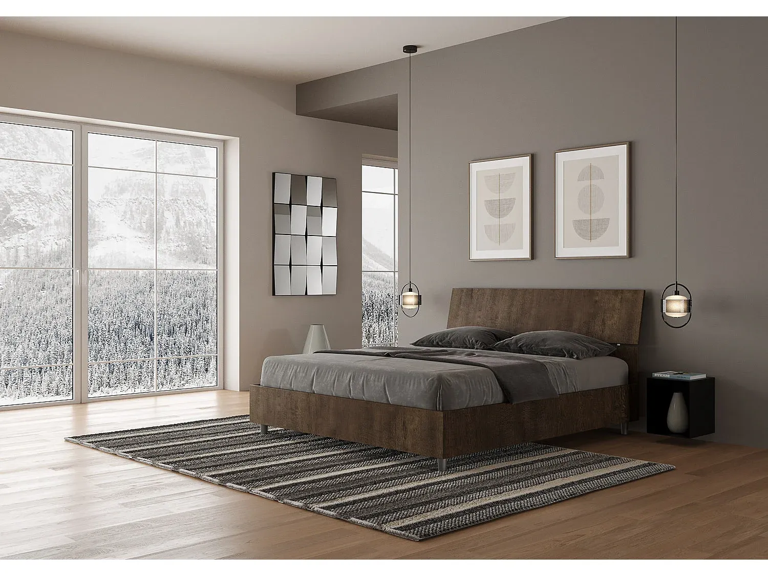 Gepolstertes Bett mit Stauraum und Kunstlederbezug in Weiß, 140x190 cm