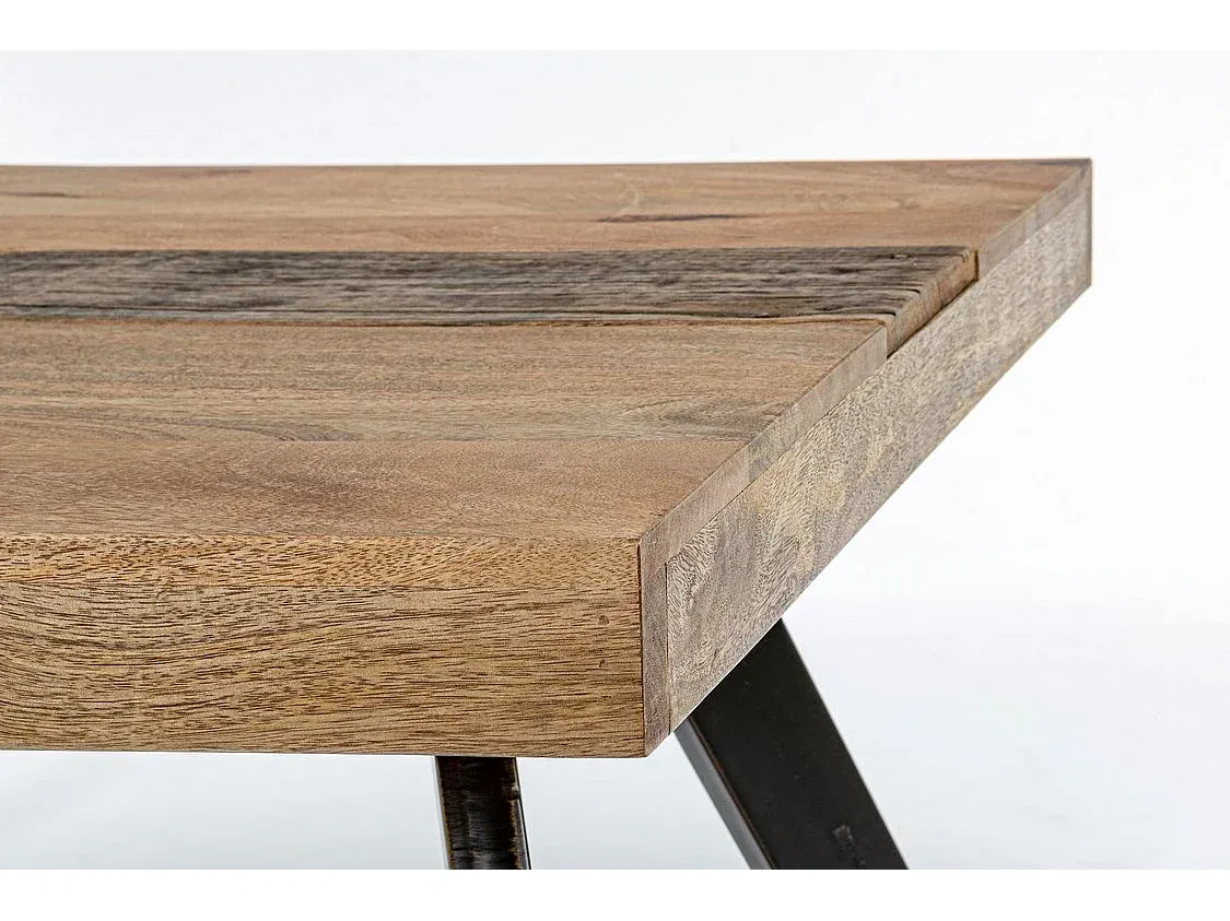 Esstisch Akazie Massivholz mit Messing-Basis