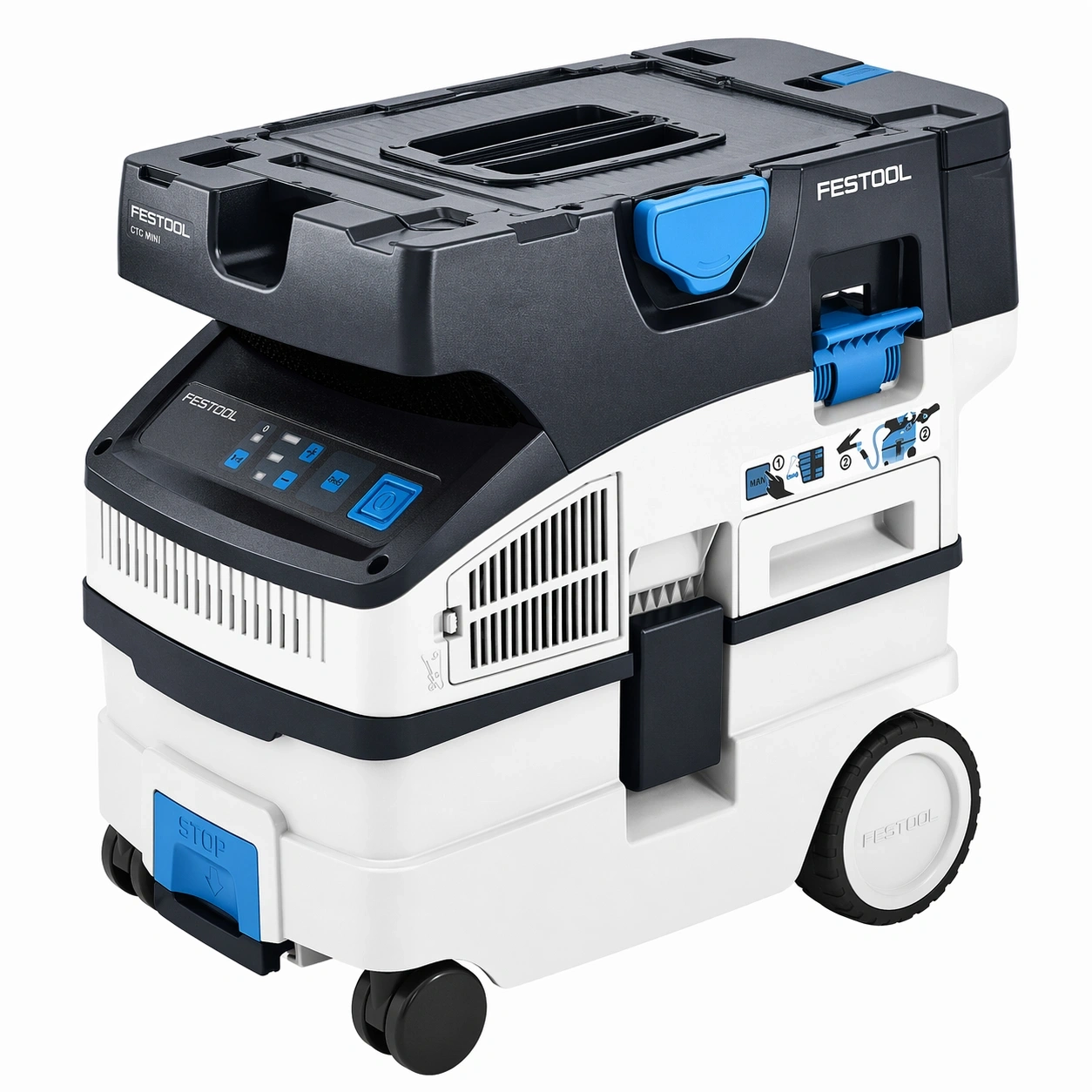 Kabelloser Industriestaubsauger mit Rollen und Modularsystem, Weiss/Schwarz, Kompakt Nass- und Trockensauger-vorqira