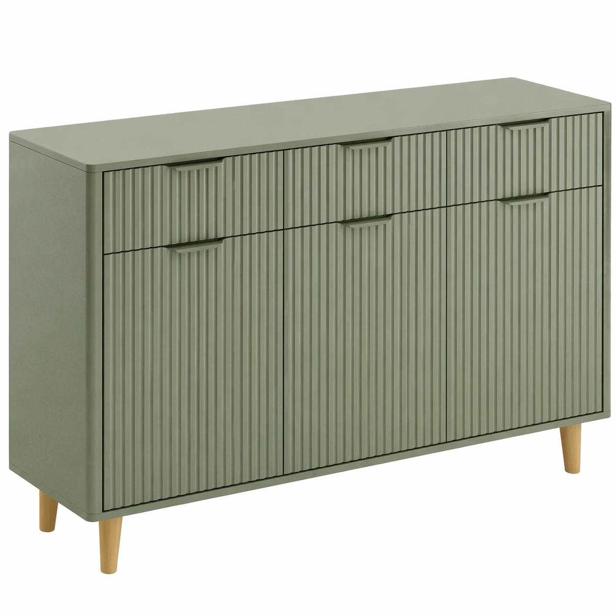 Empfangstheke mit Stauraum Modernes Sideboard Schrank fuer Buero Hotel und Geschaeft Gruen Holzoptik-vorqira