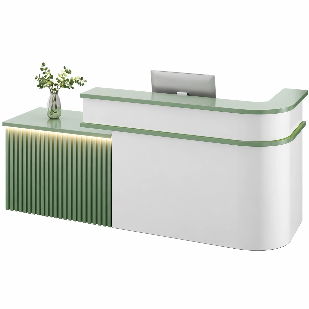 Moderner Empfangstresen mit LED Beleuchtung Kassentheke mit Stauraum und abschliessbarer Schublade fuer Buero Salon Empfangsbereich-vorqira