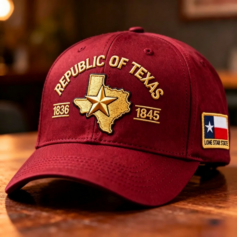 🔥 Republic of Texas Embroidered Hat – Premium Lone Star Heritage Cap