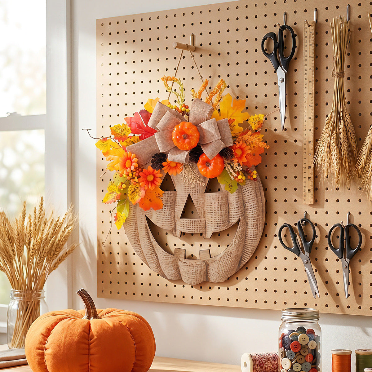 🎃 Remote Controlled LED Pumpkin Wreath | Farmhouse Fall Porch Decor ⭐672 Reviews | 60% Off Limited Time