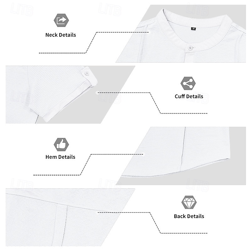 Men's Henley Collar Knit Short-Sleeve T-Shirt, Solid Color, Casual Everyday Wear