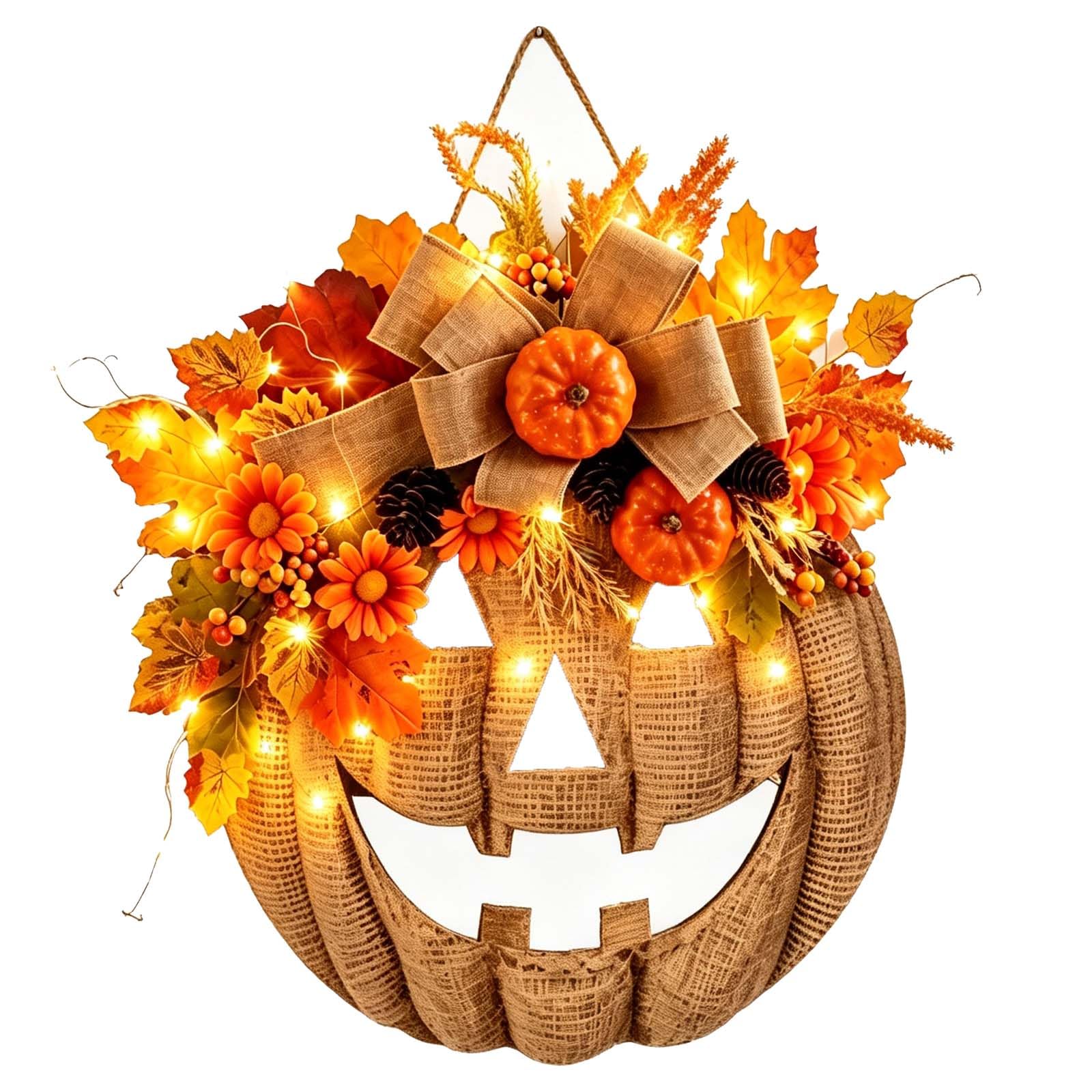 🎃 Remote Controlled LED Pumpkin Wreath | Farmhouse Fall Porch Decor ⭐672 Reviews | 60% Off Limited Time