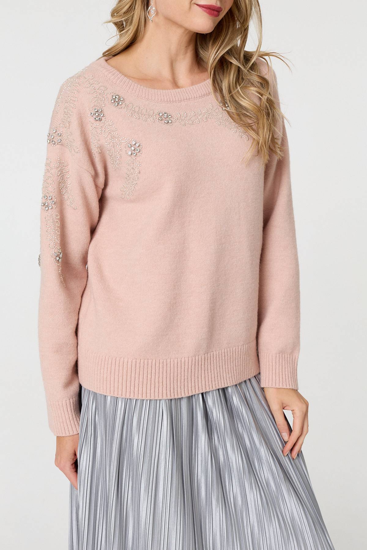 Sparkly Floral Detail Relaxed Jumper
