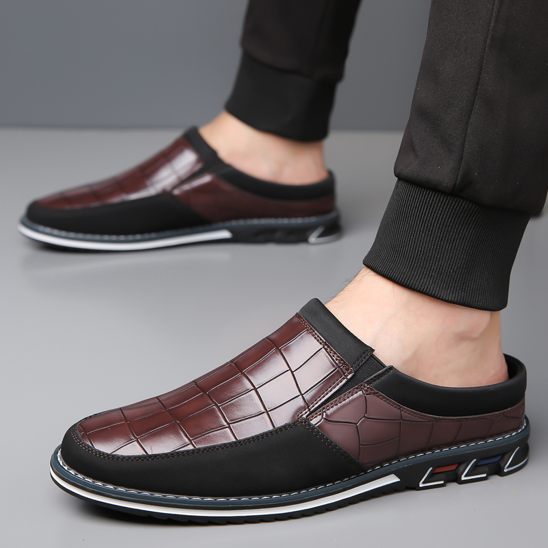 Men's Fashion Calfskin Leather Slippers
