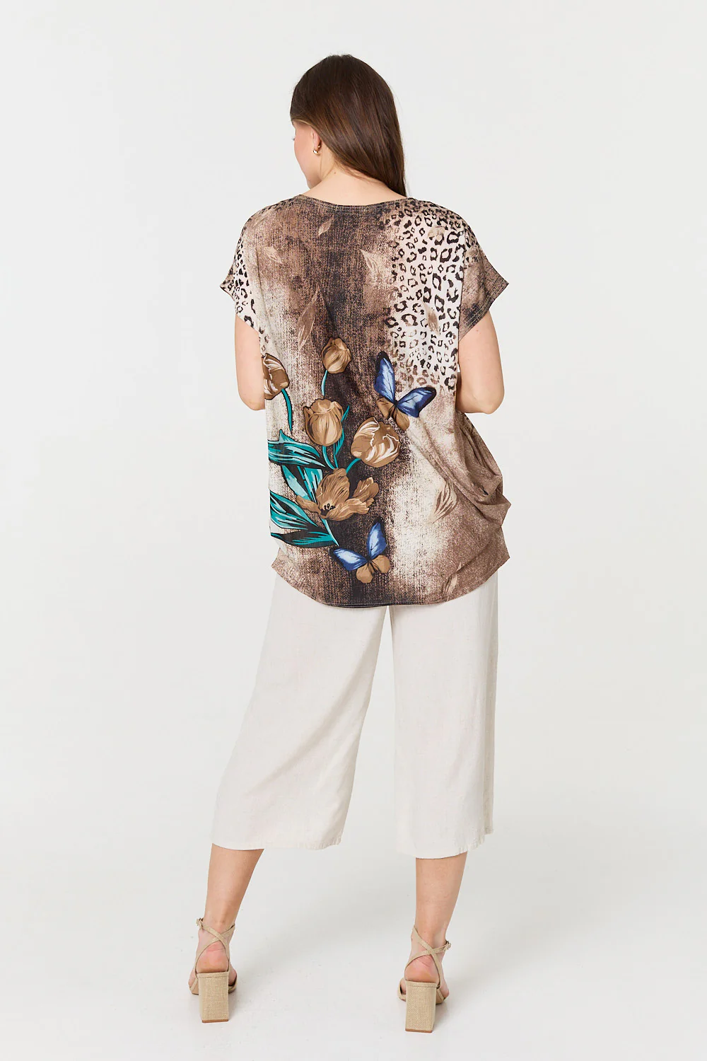 Printed Cap Sleeve Relaxed T-Shirt