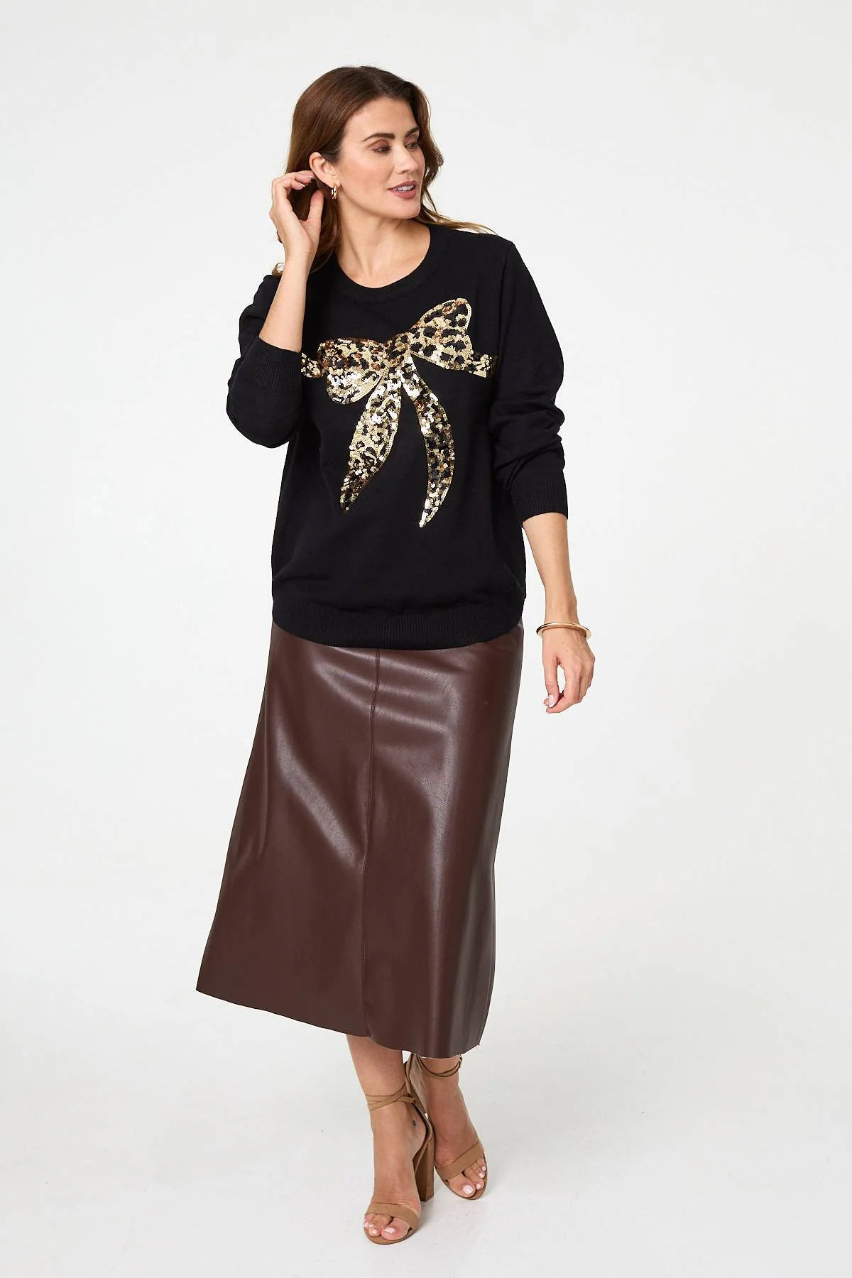 Sparkly Bow Detail Long Sleeve Jumper