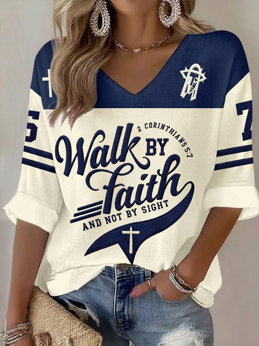 Women's Walk By Faith And Not By Sight Waffle T-shirt