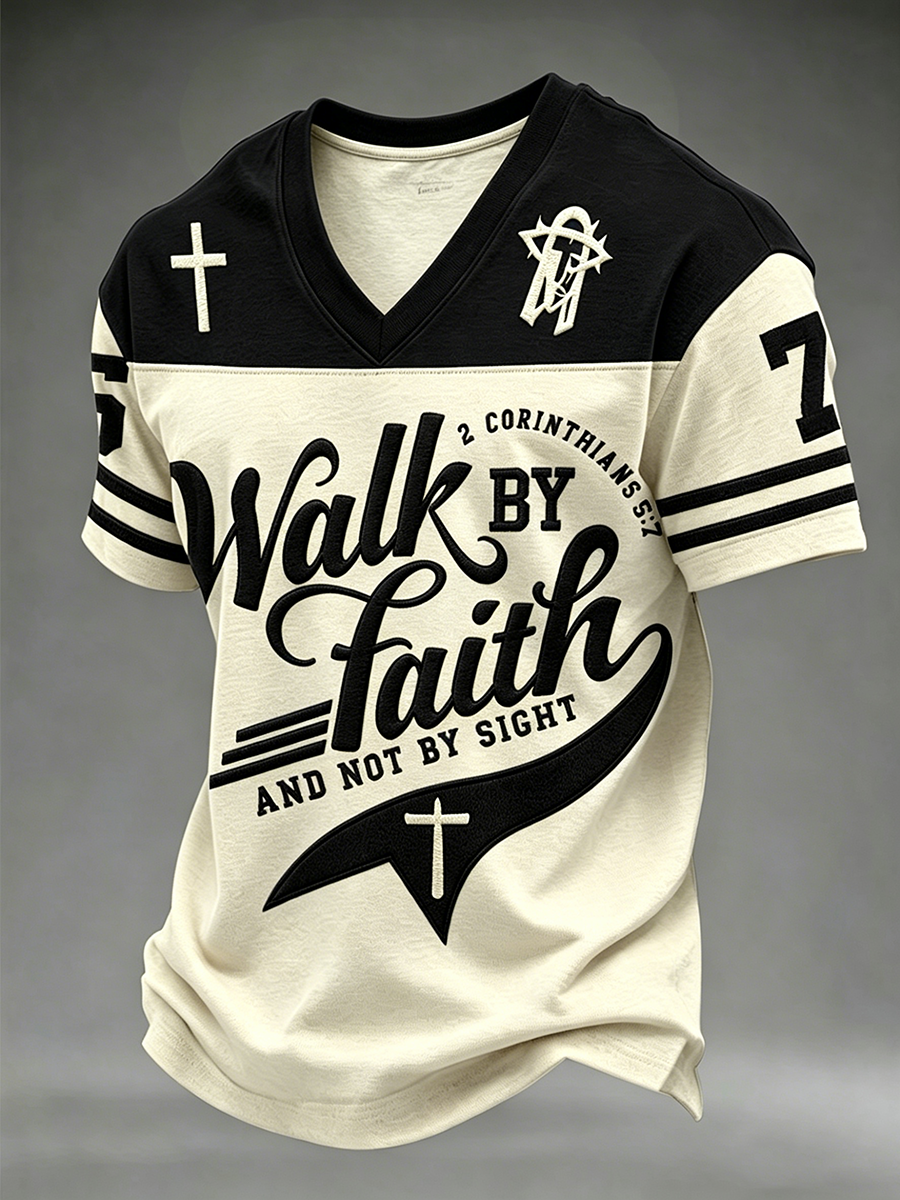 Men's Walk By Faith And Not By Sight V-neck T-shirt