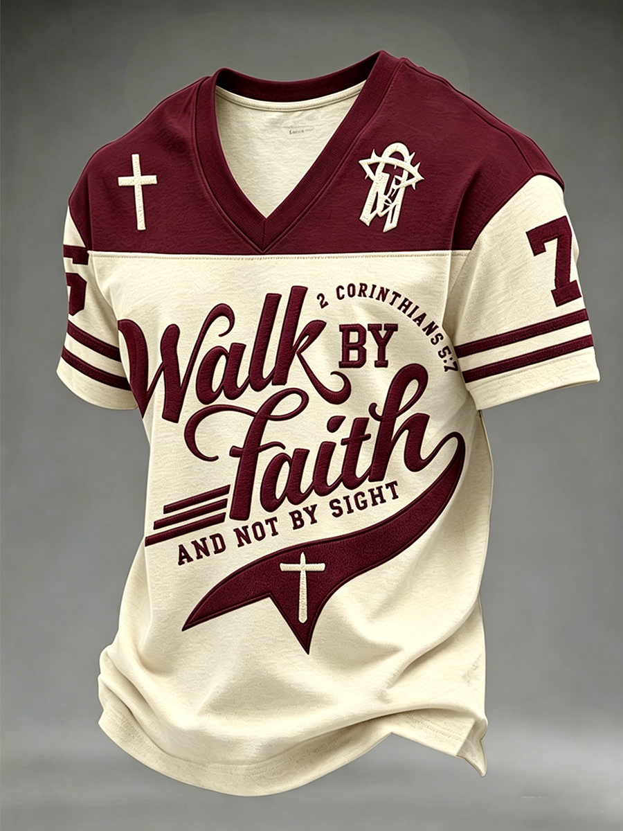 Men's Walk By Faith And Not By Sight V-neck T-shirt