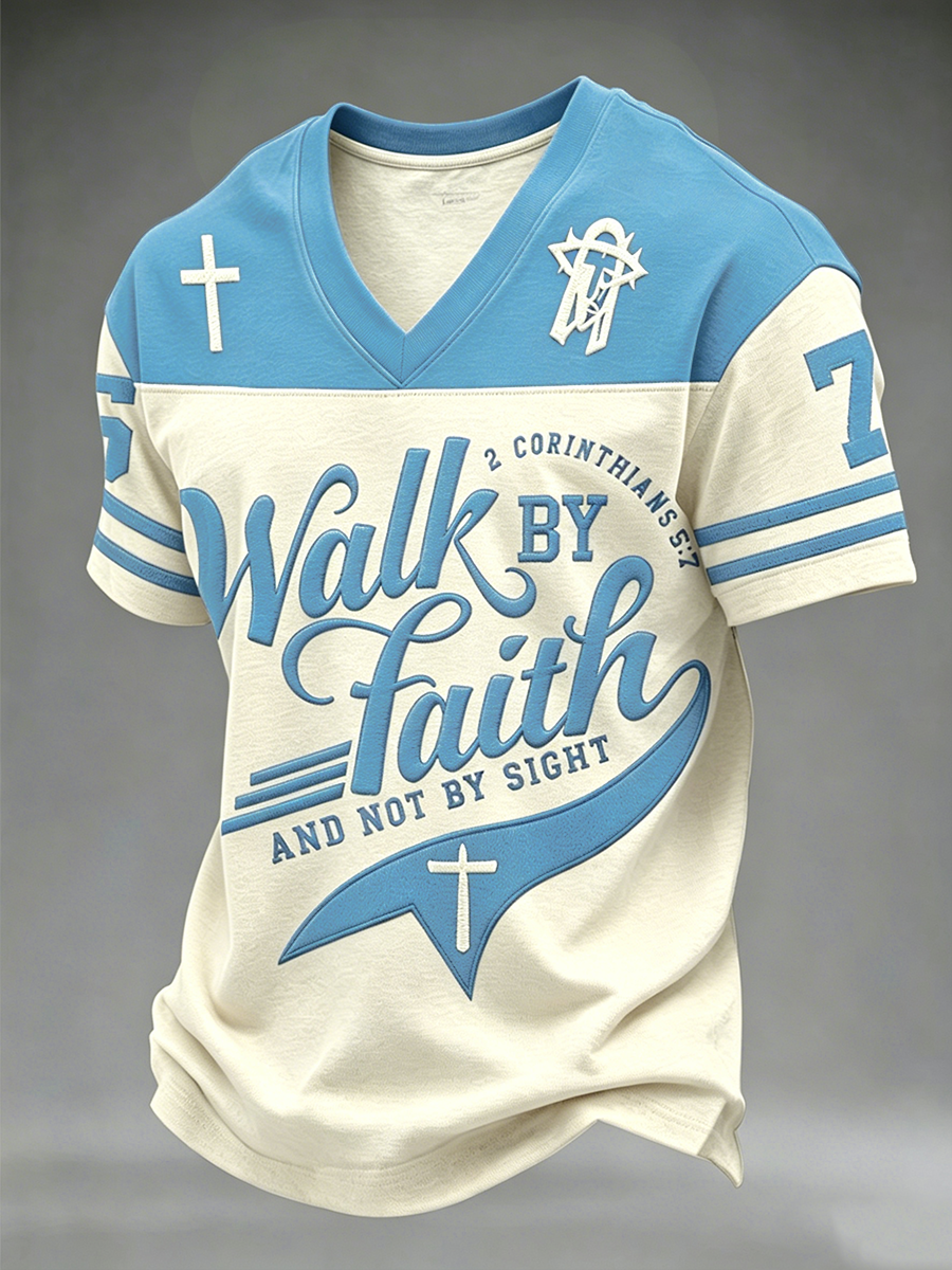 Men's Walk By Faith And Not By Sight V-neck T-shirt