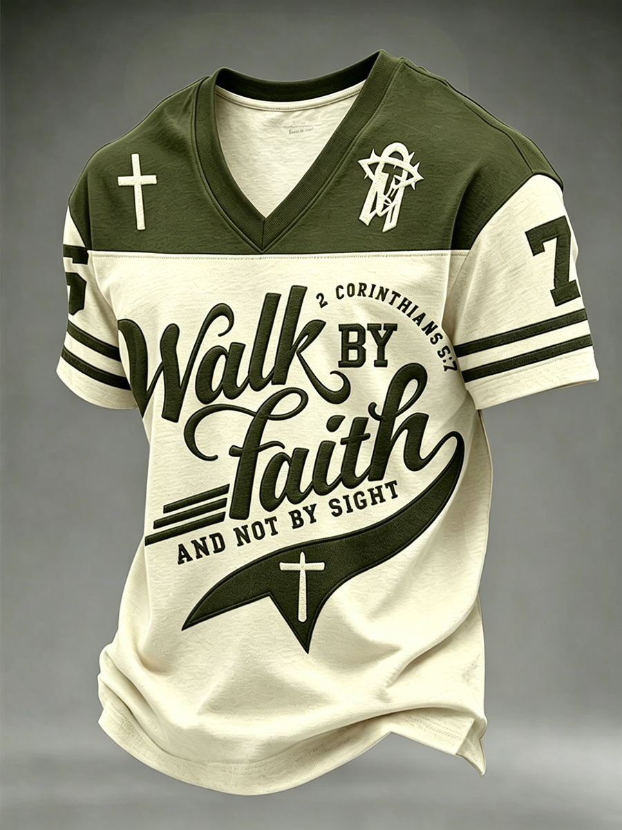 Men's Walk By Faith And Not By Sight V-neck T-shirt