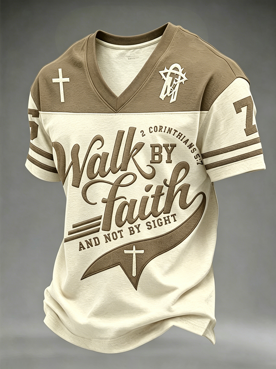 Men's Walk By Faith And Not By Sight V-neck T-shirt